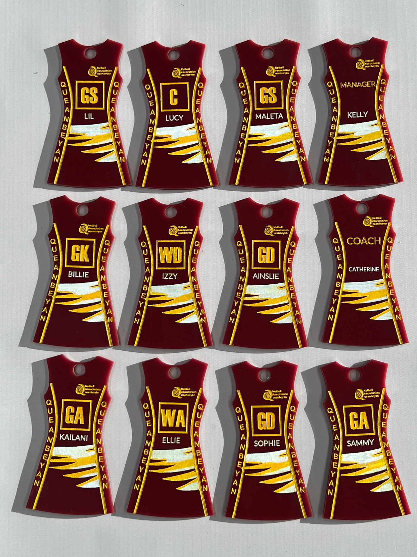 Personalised Netball Dress Keyring